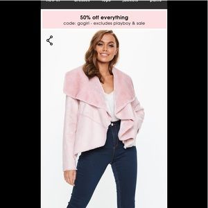 Nwt missguided pink shearling jacket